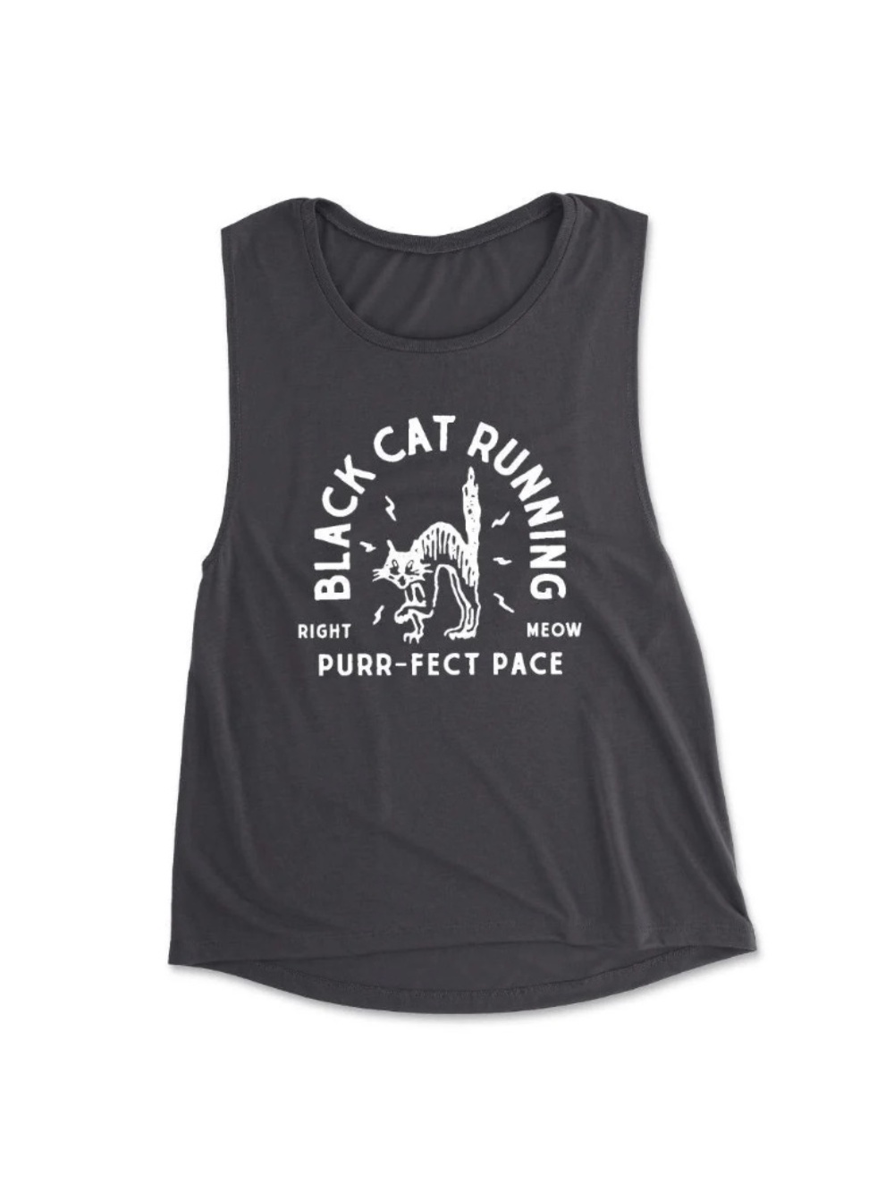 BLACK CAT RUNNING TANK, SMALL, DARK GREY, BY SARAH MARIE RUNNING CO.